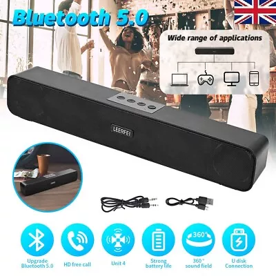 LED Wired Sound Bar Stereo Speakers USB For TV PC Desktop Computer Tablets New • £9.69