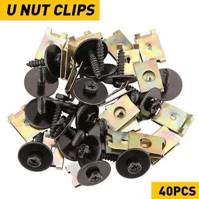 40xMetal Car Screw Body Fender Bumper Retainer U Nut Clips Gasket Fastener Kit • $9.99