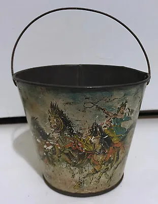 BEN-HUR Tin Bucket – Beach Pail – Antique 1880s Lithograph • $24.99