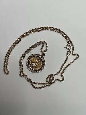 Vintage 22K Gold Dos Peso 14K Bezel And 14K Gold Chain 17 3/4 Inches In Length • $300