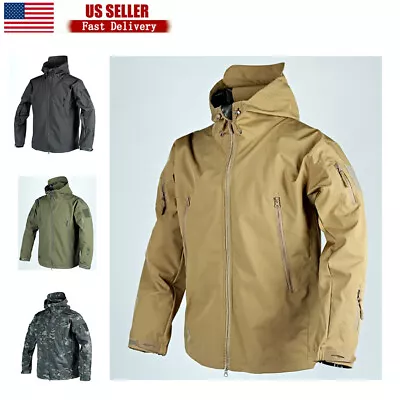 Mens Tactical Jacket Casual Work Sports Military Waterproof Full Zip Spring Coat • $27.54