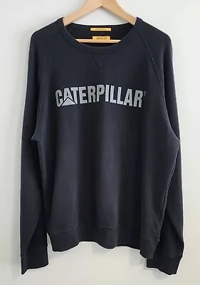 Caterpillar Men Crewneck Jumper Size XXL Black Long Sleeve Cotton Pullover  • $47