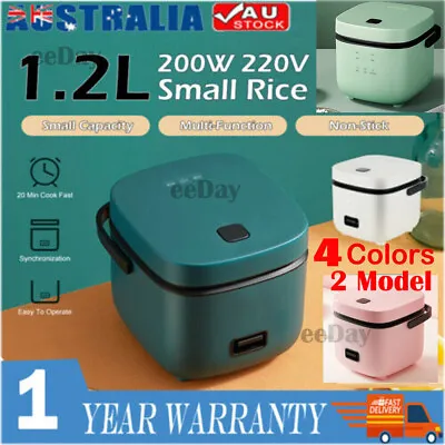 $37.88 • Buy 1.2L Mini Rice Cooker Travel Small Non-stick Pot For Cooking Soup Rice Stews NEW