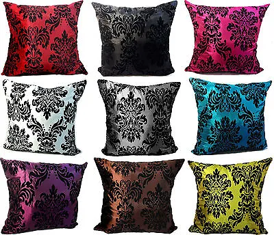 Large Flock Damask Cushion + Cover In 9 Lovely Colours • £7.95