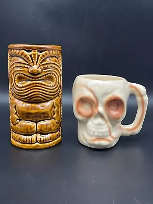 Vintage Kahiki Dinner Club Skull Mug Germaine's Luau Ceramic Hawaii Tiki Tumbler • $34.99