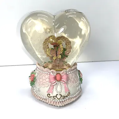 Butterfly Glass Snow Water Globe Music Box Heart Shaped Plays Love Me Tender • $25