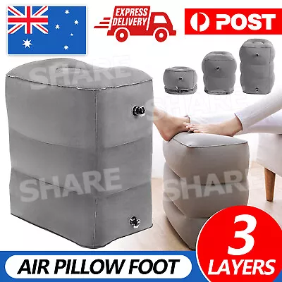 Travel Air Pillow Foot Rest Inflatable Cushion XL 3 Layers Car Leg Footrest AU • $13.45