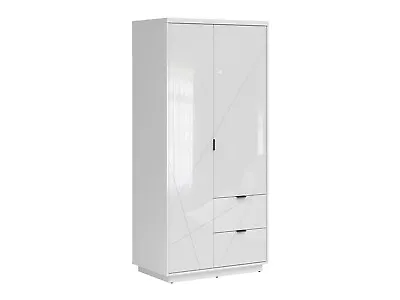 New Contemporary 2 Doors Wardrobe Bedroom Storage White Gloss • £450