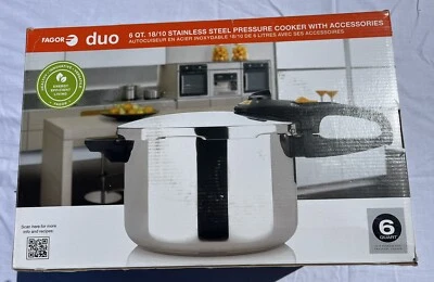 £54.79 • Buy Fagor Duo 6 Qt 18/10 Stainless Steel Pressure Cooker Gas Electric Induction