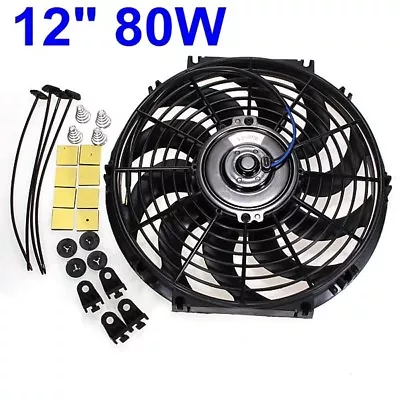 $29.99 • Buy Universal 12  INCH 12V Slim Fan Push Pull Electric Radiator Cooling + Mount Kit