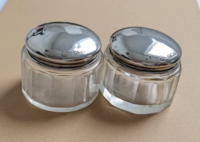 £17 • Buy Antique Solid Silver Pair Of Lidded Dressing Table Pots 1919 8.6 Grams 