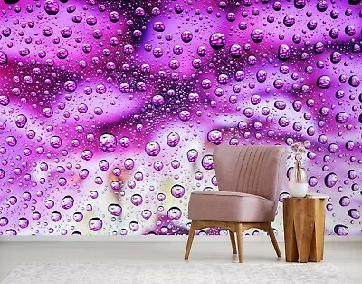 3D Purple Water Drops KEP303 Wallpaper Mural Self-adhesive Removable Sticker Kay • $59.83