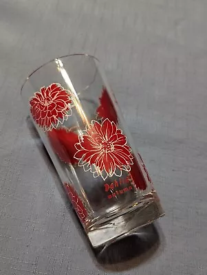 Vintage Boscul Red & White Dahlia Autumn Peanut Butter 5  Water Drinking Glass • $8.99