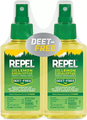 Repel Plant-Based Lemon Eucalyptus Insect Mosquito Repellent 4Oz (Pack Of 2) • $17.99