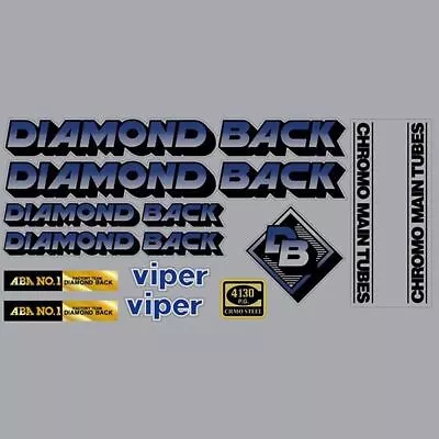 Diamond Back - 1984 VIPER - BLUE - On CLEAR Decal Set - Old School Bmx • $66