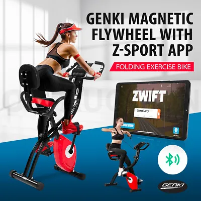 Genki Folding Exercise Bike Magnetic Upright Recumbent Home Gym Fitness W/APP • $229.95