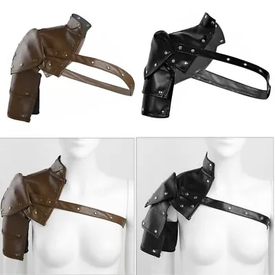 Mens Gothic Punk Costume Armors Faux Leather Shoulder ArmorAdjustable Rivets US • $15.19