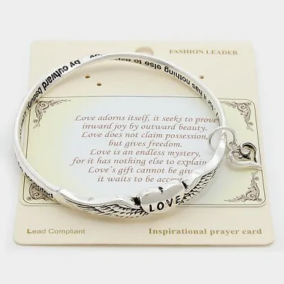 Angel Wings Mobius Bracelet Bangle LOVE Adorns Freedom Mystery Heart Religious • $12.99