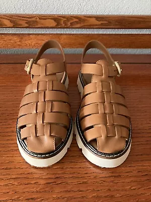 Anthropologie Sport Fisherman Cage Sandals Cedar Patent Leather 37 Us 6.5 • £63.25