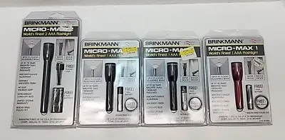 4 VINTAGE NOS BRINKMANN MICRO MAX Red Bkack Mini Flashlight USA AAA Keychain Lot • $26.95
