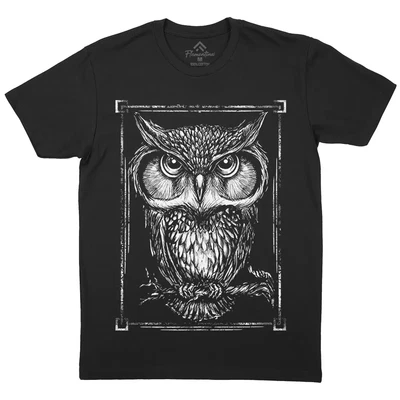 Framed Owl Picture T-Shirt Animals Great Horned Birds Of Prey Art Paintings P787 • £13.99