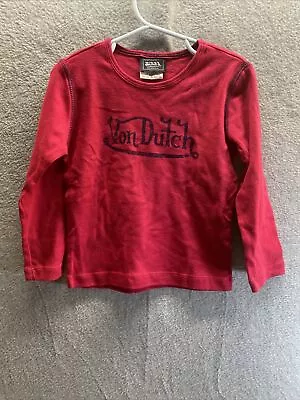 VON DUTCH Toddler 4T Pink Blue Von Dutch Crew Neck Long Sleeve SHIRT Breathable • $19.99