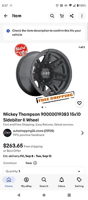Mickey Thompson 90000019383 Sidebiter 2 Wheel  15X10 5X5.5 In • $150