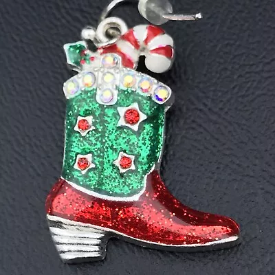 Christmas Stocking Earrings Vintage Metal Enamel • $12.83