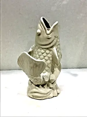Koi Fish Ceramic Open Mouth Vase Beige • $15.99