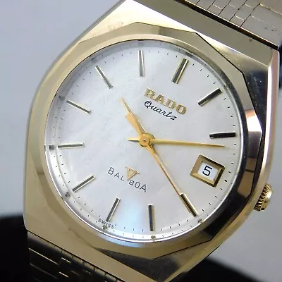 Rado 732.9593.3 Balboa V Men's Date Gold Vintage Watch Swiss Made Quartz E975 • $178