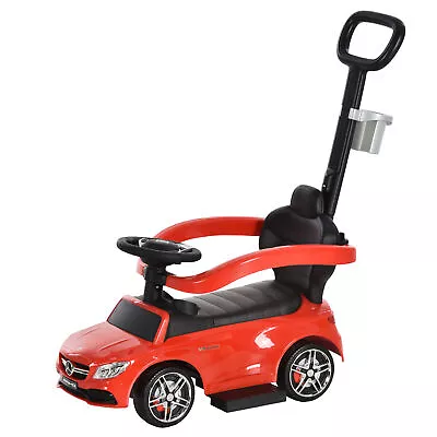 HOMCOM Mercedes-Benz Licensed Ride-On Push Car Stroller Scoot Handle 1-3 Yrs Red • £50.95