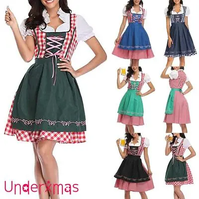 £19.69 • Buy Womens Oktoberfest Beer Maid Costume Ladies Cosplay German Bavarian Dirndl Dress