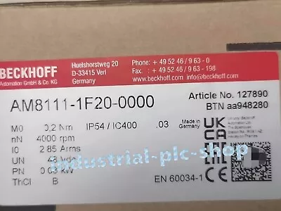 AM8111-1F20-0000 BECKHOFF Servo Motor New In Box Expedited Shipping DHL/FedEX. • $1315