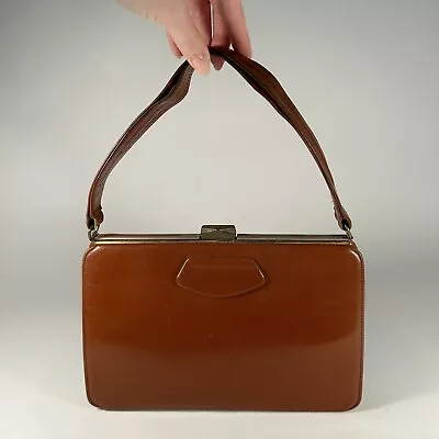 Vintage Riviera Bag Brown Patent Leather Handbag Made In England Mcm Nice • $33.25