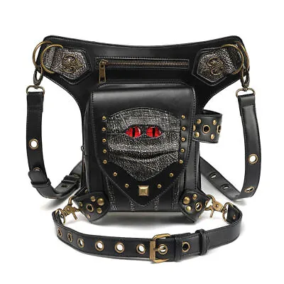 Men Women Crossbody Gothic Steampunk Leather  Shoulder Waist Chest Bag Backpack • $50.47