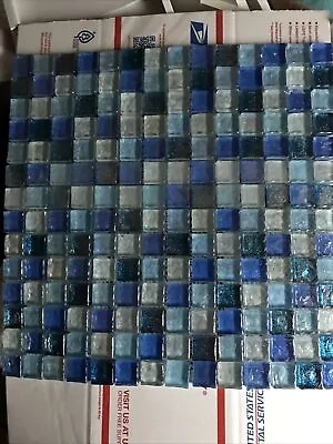 Tile Glass Mosaic Blue And Sea Blue Square Wall Backsplash 12x12 Modern Bathroom • $7