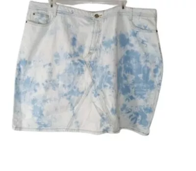 Vintage Y2K Fashion Bug Acid Light Wash Denim Mini Skirt Womens Plus 26 • £16.29