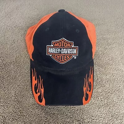 Vintage Harley Davidson Hat Mens OSFA Motorcycle Flames Shield Racing Strapback • $18.95