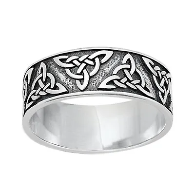 Celtic Trinity Knot Ring For Men 925 Sterling Silver 7.8mm Size 6-12 • $21.99