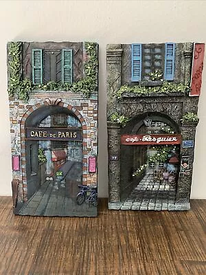 3-D Set Of  Wall Plaques By Mark St John Parisian Cafes  8  X 4  • $15