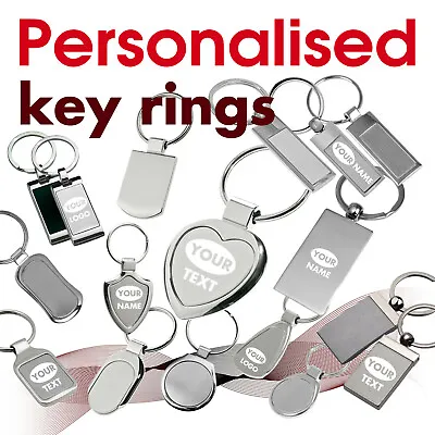 Personalised Keyring Engraved With Text Name Logo * 07 * GIFT* Brithday Heart • £4.29