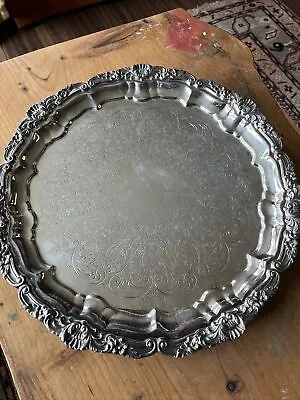 Vintage Epca Old English Silverplate By Poole 5931 Serving Tray 14  Diameter • $50