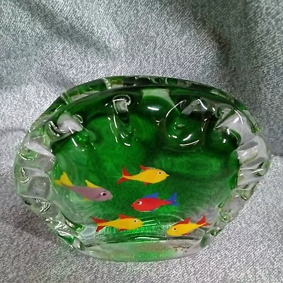 Murano Barbini Art Glass Sculpture Fish Aquarium Gold Inside Paperweight Italy  • $135