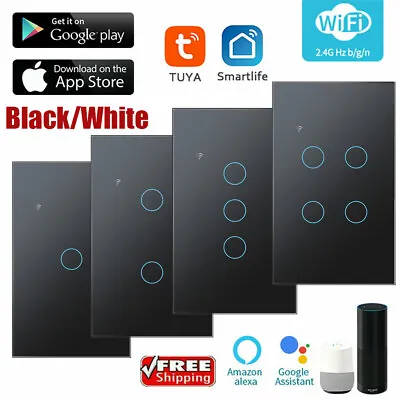 $23.29 • Buy 1/2/3/4 Gang WiFi Smart Switch Tuya Touch Switch Wall Panel For Alexa Google AU