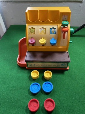 £5 • Buy Vintage Retro 1974 Fisher Price Kids Play Cash Register Shop Till Toy Coins