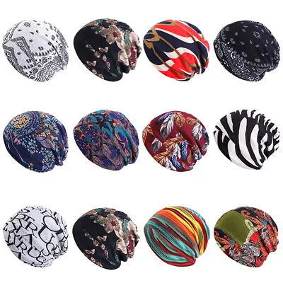 Flower Beanies Hijab Hat Women Slouch Baggy Hat Turban Head Wrap Muslim Headwear • $5.99