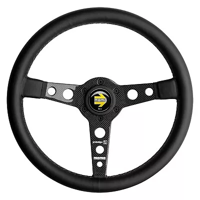 Momo For Prototipo 6C Steering Wheel 350 Mm - Black Leather/Gry St/Cbn Fbr Spoke • $399