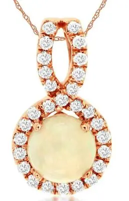 .70ct Diamond & Aaa Opal 14k Rose Gold Round Halo Infinity Love Floating Pendant • $1379.04