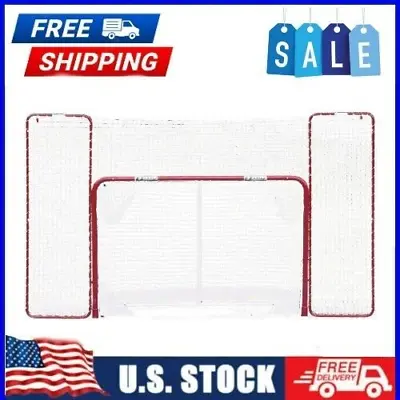 EZGoal Hockey Folding Pro Goal With Backstop And Targets 2-Inch Red And White • $157.26
