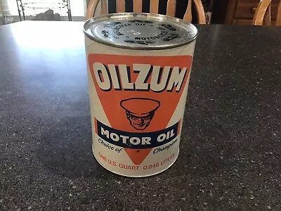 Vintage OILZUM MOTORCYCLE MOTOR OIL 1 Qt Can. Composite Full Can. • $40